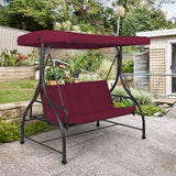 NNECW 3-Person Convertible Canopy Swing with 3 Comfortable Cushion Seats for Garden & Balcony Red
