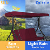 NNECW 3-Person Convertible Canopy Swing with 3 Comfortable Cushion Seats for Garden & Balcony Red
