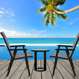 NNECW 2 Pieces All-Weather Folding Chair Set with armrests for Patio
