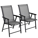 NNECW 2 Pieces All-Weather Folding Chair Set with armrests for Patio