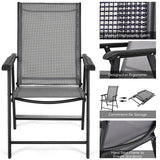 NNECW 2 Pieces All-Weather Folding Chair Set with armrests for Patio