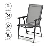 NNECW 2 Pieces All-Weather Folding Chair Set with armrests for Patio