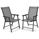 NNECW 2 Pieces All-Weather Folding Chair Set with armrests for Patio