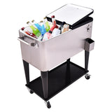 NNECW 76L Rolling Cooler with Shelf & Bottle Opener for Patio & Pool & Party