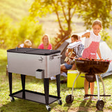 NNECW 76L Rolling Cooler with Shelf & Bottle Opener for Patio & Pool & Party