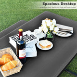 NNECW Picnic Table and Bench Set with Metal Frame and All Weather-resistant Surface for Backyard-Black