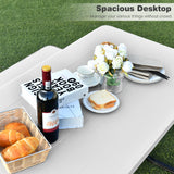 NNECW Picnic Table and Bench Set with Metal Frame and All Weather-resistant Surface for Backyard-White
