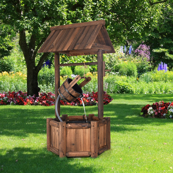 NNECW Wooden Water Fountain with Electric Pump for Decor/Patio