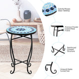 NNECW Patio Round Mosaic Side Table for Indoor & Outdoor