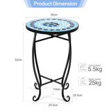 NNECW Patio Round Mosaic Side Table for Indoor & Outdoor