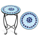 NNECW Patio Round Mosaic Side Table for Indoor & Outdoor