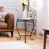 NNECW Patio Round Mosaic Side Table for Indoor & Outdoor