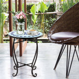 NNECW Patio Round Mosaic Side Table for Indoor & Outdoor