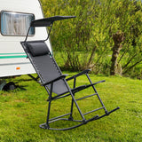 NNECW Folding Zero Gravity Lounge Chair with Shade Canopy for Beach-Black