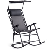 NNECW Folding Zero Gravity Lounge Chair with Shade Canopy for Beach-Black