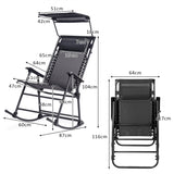NNECW Folding Zero Gravity Lounge Chair with Shade Canopy for Beach-Black
