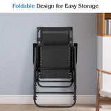 NNECW Folding Zero Gravity Lounge Chair with Shade Canopy for Beach-Black
