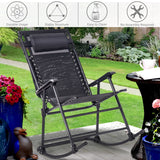 NNECW Folding Zero Gravity Lounge Chair with Shade Canopy for Beach-Black