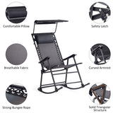 NNECW Folding Zero Gravity Lounge Chair with Shade Canopy for Beach-Black