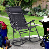 NNECW Folding Zero Gravity Lounge Chair with Shade Canopy for Beach-Black