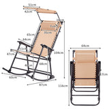 NNECW Folding Zero Gravity Lounge Chair with Shade Canopy for Beach-Beige