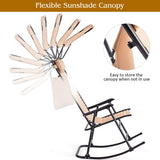 NNECW Folding Zero Gravity Lounge Chair with Shade Canopy for Beach-Beige