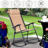 NNECW Folding Zero Gravity Lounge Chair with Shade Canopy for Beach-Beige