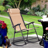 NNECW Folding Zero Gravity Lounge Chair with Shade Canopy for Beach-Beige
