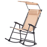 NNECW Folding Zero Gravity Lounge Chair with Shade Canopy for Beach-Beige