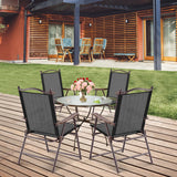 NNECW Set of 2 Patio Folding Chairs with Armrests for Garden Black