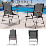 NNECW Set of 2 Patio Folding Chairs with Armrests for Garden Black