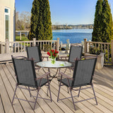 NNECW Set of 2 Patio Folding Chairs with Armrests for Garden Black