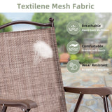 NNECW Set of 2 Patio Folding Chairs with Armrests for Garden Brown