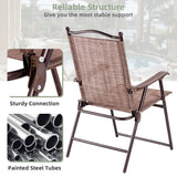 NNECW Set of 2 Patio Folding Chairs with Armrests for Garden Brown