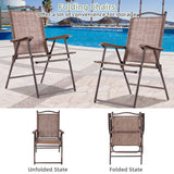 NNECW Set of 2 Patio Folding Chairs with Armrests for Garden Brown