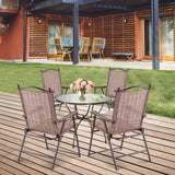 NNECW Set of 2 Patio Folding Chairs with Armrests for Garden Brown