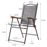 NNECW Set of 2 Patio Folding Chairs with Armrests for Garden Gray