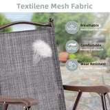 NNECW Set of 2 Patio Folding Chairs with Armrests for Garden Gray