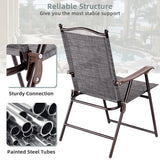 NNECW Set of 2 Patio Folding Chairs with Armrests for Garden Gray