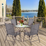 NNECW Set of 2 Patio Folding Chairs with Armrests for Garden Gray