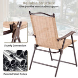 NNECW Set of 2 Patio Folding Chairs with Armrests for Garden Black Yellow