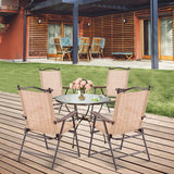 NNECW Set of 2 Patio Folding Chairs with Armrests for Garden Black Yellow
