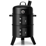 NNECW 3-in-1 Charcoal BBQ Smoker with Thermometer for Outdoor