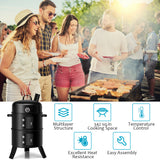 NNECW 3-in-1 Charcoal BBQ Smoker with Thermometer for Outdoor