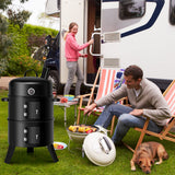 NNECW 3-in-1 Charcoal BBQ Smoker with Thermometer for Outdoor