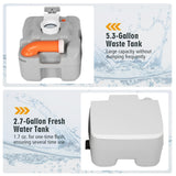 NNECW Portable Toilet with 20L Waste Tank & Flush Pump for Outdoor