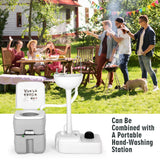 NNECW Portable Toilet with 20L Waste Tank & Flush Pump for Outdoor