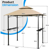 NNECW BBQ Grill Gazebo with Double-Tier Vented Top for Patio &amp Garden &amp Beach-Brown
