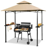 NNECW BBQ Grill Gazebo with Double-Tier Vented Top for Patio &amp Garden &amp Beach-Brown