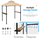 NNECW BBQ Grill Gazebo with Double-Tier Vented Top for Patio &amp Garden &amp Beach-Brown